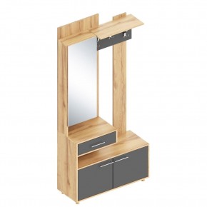 ГРАФ Вешалка с зеркалом ЛЕВОЕ исполнение (темно серый) в Тарко-Сале - tarko-sale.mebel24.online | фото 1