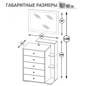 Камелия Комод + Зеркало, цвет белый, ШхГхВ 80х46,8х178 см., НЕ универсальная сборка в Тарко-Сале - tarko-sale.mebel24.online | фото 6