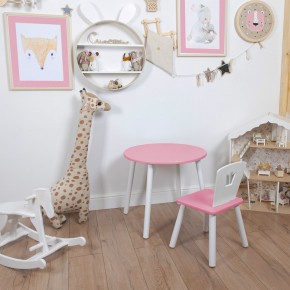 Комплект детский стол КРУГЛЫЙ и стул КОРОНА ROLTI Baby (розовая столешница/розовое сиденье/белые ножки) в Тарко-Сале - tarko-sale.mebel24.online | фото
