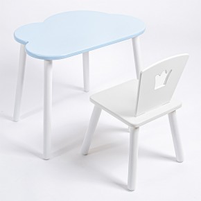 Комплект детский стол ОБЛАЧКО и стул КОРОНА ROLTI Baby (голубая  столешница/белое сиденье/белые ножки) в Тарко-Сале - tarko-sale.mebel24.online | фото