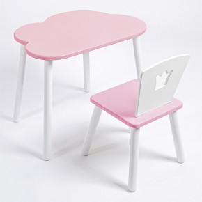 Комплект детский стол ОБЛАЧКО и стул КОРОНА ROLTI Baby (розовая столешница/розовое сиденье/белые ножки) в Тарко-Сале - tarko-sale.mebel24.online | фото 1