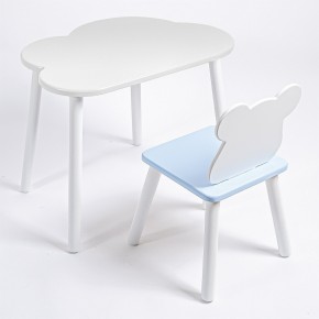 Комплект детский стол ОБЛАЧКО и стул МИШКА ROLTI Baby (белая столешница/голубое сиденье/белые ножки) в Тарко-Сале - tarko-sale.mebel24.online | фото