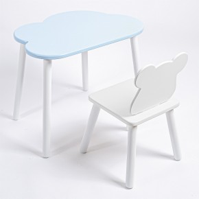 Комплект детский стол ОБЛАЧКО и стул МИШКА ROLTI Baby (голубая столешница/белое сиденье/белые ножки) в Тарко-Сале - tarko-sale.mebel24.online | фото 1