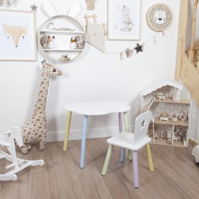 Комплект детский стол ОБЛАЧКО и стул ЗВЕЗДА ROLTI Baby (белая столешница/белое сиденье/цветные ножки) в Тарко-Сале - tarko-sale.mebel24.online | фото