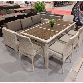 Комплект плетеной мебели T365/S65/Y380C-W85 8PCS Latte (8+1) + подушки в Тарко-Сале - tarko-sale.mebel24.online | фото