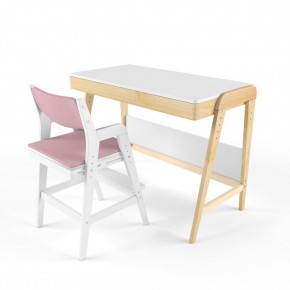 Комплект растущий стол и стул с чехлом 38 попугаев «Вуди» (Белый, Белый, Розовый) в Тарко-Сале - tarko-sale.mebel24.online | фото