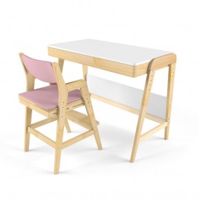Комплект растущий стол и стул с чехлом 38 попугаев «Вуди» (Белый, Береза, Розовый) в Тарко-Сале - tarko-sale.mebel24.online | фото