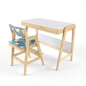 Комплект растущий стол и стул с чехлом 38 попугаев «Вуди» (Белый, Береза, Салют) в Тарко-Сале - tarko-sale.mebel24.online | фото