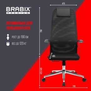Кресло BRABIX PREMIUM "Ultimate EX-801" хром, плотная двойная сетка Х2, черное, 532917 в Тарко-Сале - tarko-sale.mebel24.online | фото 7