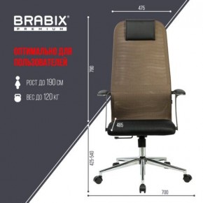 Кресло BRABIX PREMIUM "Ultimate EX-801" хром, плотная двойная сетка Х2, черное/коричневое, 532920 в Тарко-Сале - tarko-sale.mebel24.online | фото 6