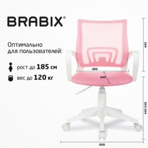 Кресло BRABIX "Fly MG-396W", с подлокотниками, пластик белый, сетка, розовое, 533008 в Тарко-Сале - tarko-sale.mebel24.online | фото 5