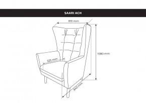 Кресло для отдыха Саари мятно-серое, ткань рогожка в Тарко-Сале - tarko-sale.mebel24.online | фото 3