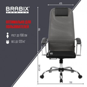 Кресло офисное BRABIX PREMIUM "Ultimate EX-800" хром, плотная двойная сетка Х2, черное/серое, 532912 в Тарко-Сале - tarko-sale.mebel24.online | фото 3