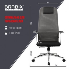Кресло офисное BRABIX PREMIUM "Ultimate EX-801" хром, плотная двойная сетка Х2, черное/серое, 532918 в Тарко-Сале - tarko-sale.mebel24.online | фото 5