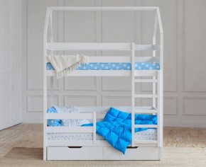 Кровать-домик двухъярусная 80*160 Белый в Тарко-Сале - tarko-sale.mebel24.online | фото 5