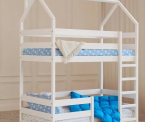 Кровать-домик двухъярусная 80*160 Белый в Тарко-Сале - tarko-sale.mebel24.online | фото 6