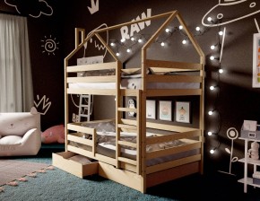 Кровать-домик двухъярусная 80*160 без покраски в Тарко-Сале - tarko-sale.mebel24.online | фото