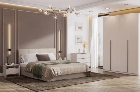 Кровать двойная №4 с основанием (Бежевый) в Тарко-Сале - tarko-sale.mebel24.online | фото 3