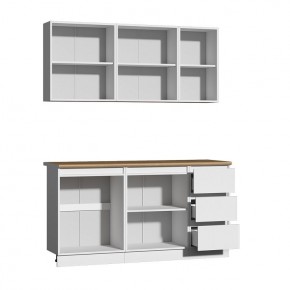 Кухня Хилтон 1.6 м (Белый текстурный/Дуб Вотан) в Тарко-Сале - tarko-sale.mebel24.online | фото 2