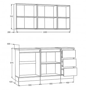 Кухня Хилтон 1.6 м (Белый текстурный/Дуб Вотан) в Тарко-Сале - tarko-sale.mebel24.online | фото 3