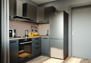 Кухня угловая Антрацит 2200х1000 (Стол. 38мм) в Тарко-Сале - tarko-sale.mebel24.online | фото 1