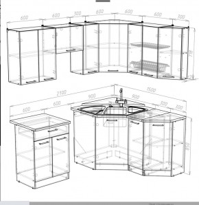 Кухонный гарнитур Ника мега оптима 2100*1500 в Тарко-Сале - tarko-sale.mebel24.online | фото 3