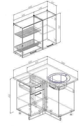 Кухонный гарнитур угловой Лада 1000х1000 (Стол. 38мм) в Тарко-Сале - tarko-sale.mebel24.online | фото 2
