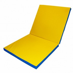 Мат гимнастический 2х1х0,1м складной цв. синий-желтый в Тарко-Сале - tarko-sale.mebel24.online | фото