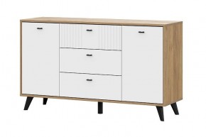 МИЛАН Комод 3 ящика двухстворчатый (Белый Матовый) в Тарко-Сале - tarko-sale.mebel24.online | фото