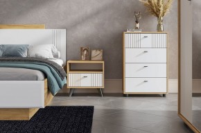 МИЛАН Тумба прикроватная (Дуб Золотой/Белый Матовый) в Тарко-Сале - tarko-sale.mebel24.online | фото 4