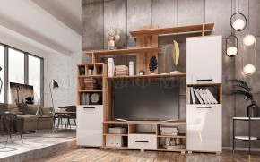 МИНИ-2 Гостиная (МДФ) Белый глянец/Дуб Крафт в Тарко-Сале - tarko-sale.mebel24.online | фото