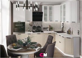 Модульная кухня Альфа холст белый/холст брюле в Тарко-Сале - tarko-sale.mebel24.online | фото 1