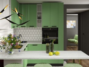 Модульная кухня Осло карбон мята в Тарко-Сале - tarko-sale.mebel24.online | фото 2