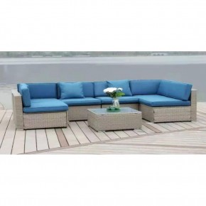 Плетеный модульный комплект YR822C Grey (подушка синяя) в Тарко-Сале - tarko-sale.mebel24.online | фото 3