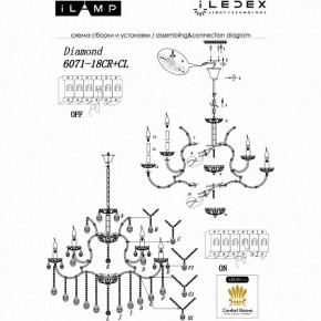 Подвесная люстра iLamp Diamond 6071-18 CR+CL в Тарко-Сале - tarko-sale.mebel24.online | фото 2