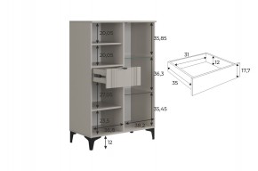 РИЧ Комод 2 со стеклом в Тарко-Сале - tarko-sale.mebel24.online | фото 3