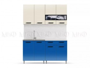 РИО-2 ЛДСП Кухонный гарнитур 1,6 м (Бежевый/Синий) в Тарко-Сале - tarko-sale.mebel24.online | фото