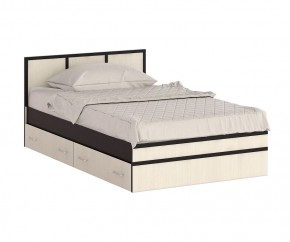 Сакура Кровать с ящиками 1200, цвет венге/дуб лоредо, ШхГхВ 123,5х203,5х80 см., сп.м. 1200х2000 мм., без матраса, основание есть, универсальная сборка в Тарко-Сале - tarko-sale.mebel24.online | фото 4