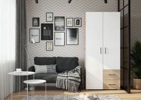 Шкаф 2-х створчатый с ящиками VICTOR (Сонома-Белый) в Тарко-Сале - tarko-sale.mebel24.online | фото 3
