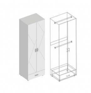 Шкаф 2-ств. с ящиком и 2-мя штангами "Сандра" в Тарко-Сале - tarko-sale.mebel24.online | фото