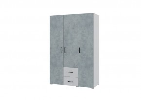 Шкаф 3-х створчатый с ящиками VICTOR (Белый-Бетон) в Тарко-Сале - tarko-sale.mebel24.online | фото