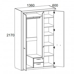 Шкаф 3D2S Z, OLIVIA, цвет вудлайн крем/дуб анкона в Тарко-Сале - tarko-sale.mebel24.online | фото 1