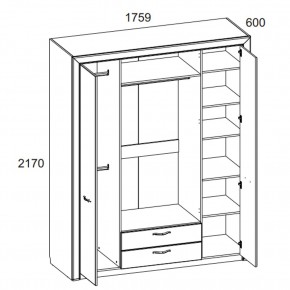 Шкаф 4D2S Z, OLIVIA, цвет вудлайн крем/дуб анкона в Тарко-Сале - tarko-sale.mebel24.online | фото 1