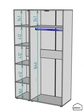 Шкаф Linnea MHR-3-1 2050х1200х510 (Графит-М 11.1.25) в Тарко-Сале - tarko-sale.mebel24.online | фото 3