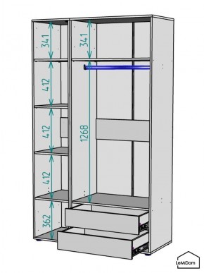 Шкаф Linnea MHR-3PO-2 2050х1200х510 (Белый-М 11.1.2) в Тарко-Сале - tarko-sale.mebel24.online | фото 3