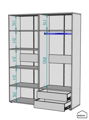 Шкаф Linnea MHR-4-2 2050х1600х510 (Графит-М 11.1.25) в Тарко-Сале - tarko-sale.mebel24.online | фото 3