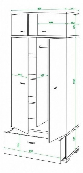 Шкаф платяной Домино КС-20 в Тарко-Сале - tarko-sale.mebel24.online | фото 3