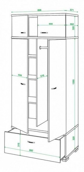 Шкаф платяной Домино КС-20 в Тарко-Сале - tarko-sale.mebel24.online | фото 3