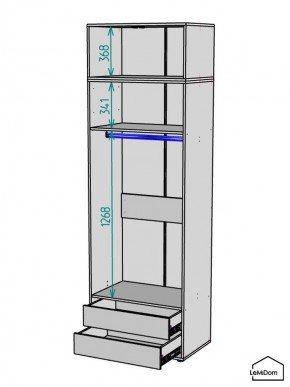 Шкаф с антресолью Linnea MHR-2A-3 2450х800х510 (Графит-М 11.1.25) в Тарко-Сале - tarko-sale.mebel24.online | фото 3