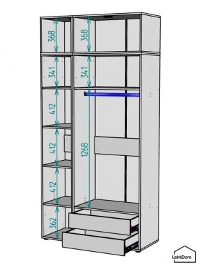 Шкаф с антресолью Linnea MHR-3A-2 2450х1200х510 (Графит-М 11.1.25) в Тарко-Сале - tarko-sale.mebel24.online | фото 3